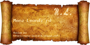 Menz Leonárd névjegykártya